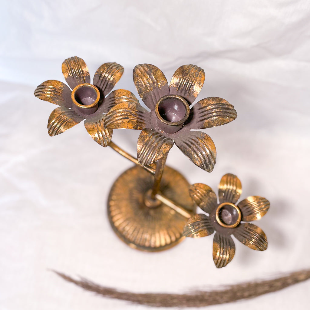 Flower bronze candle holder candelabra