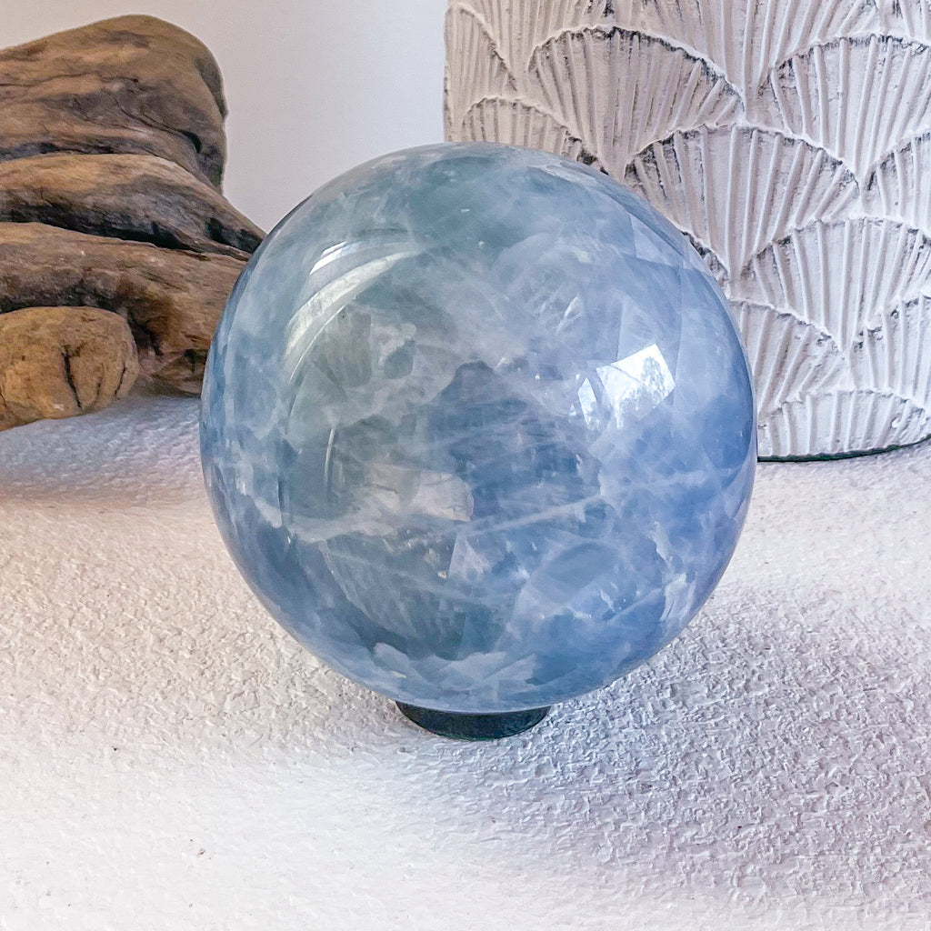 Blue Calcite crystal sphere 750g