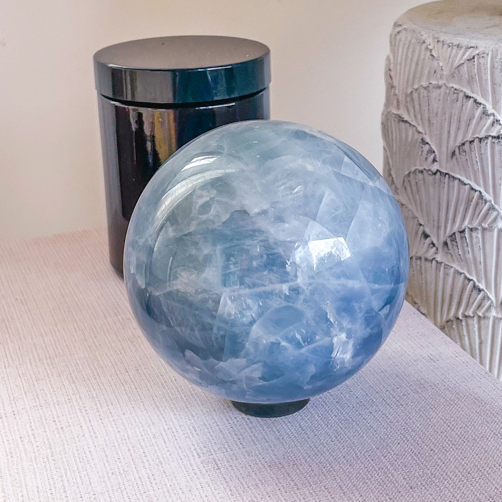 Blue Calcite crystal sphere 750g