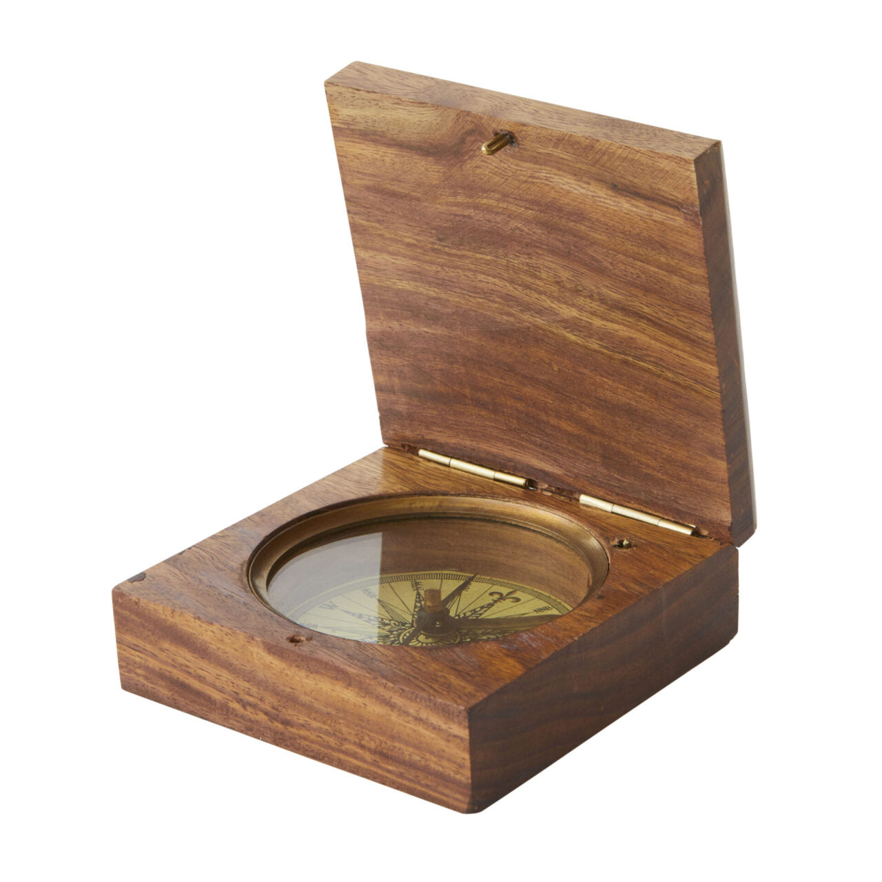 Antique wooden box compass