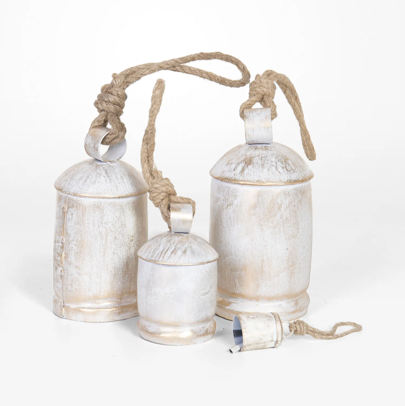 White washed gold bell wind chime