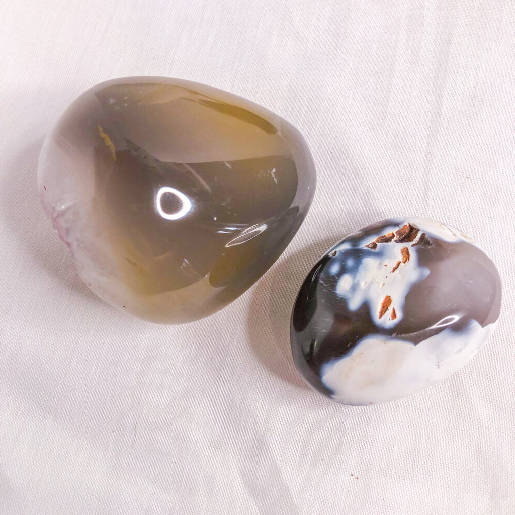 Orca Agate + Amethyst polished freeform crystal S