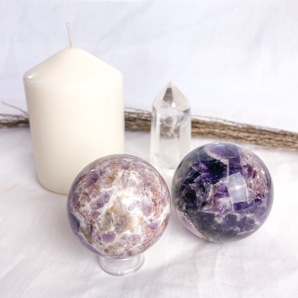 Chevron Amethyst crystal sphere