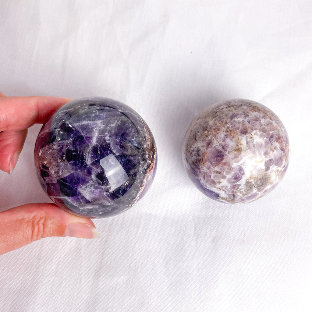 Chevron Amethyst crystal sphere