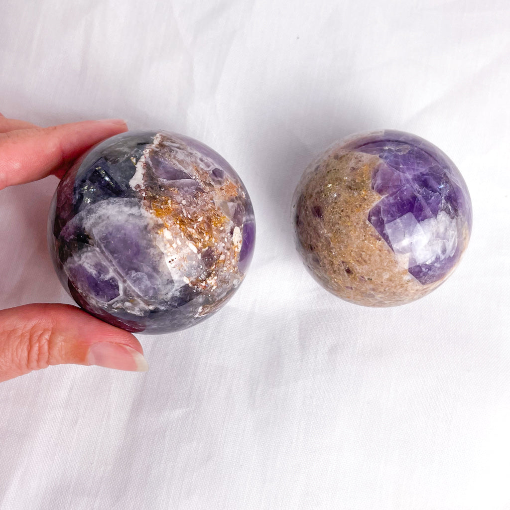 Chevron Amethyst crystal sphere
