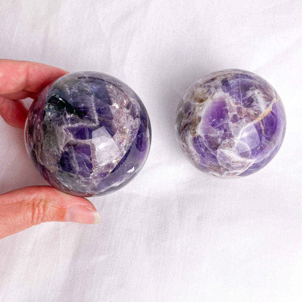 Chevron Amethyst crystal sphere