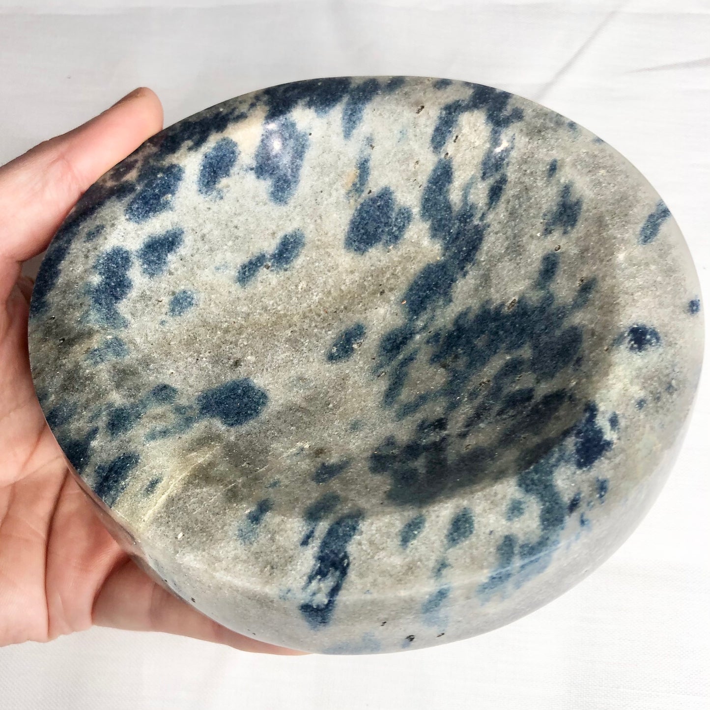 Apatite in Cleavelandite crystal polished dish bowl L