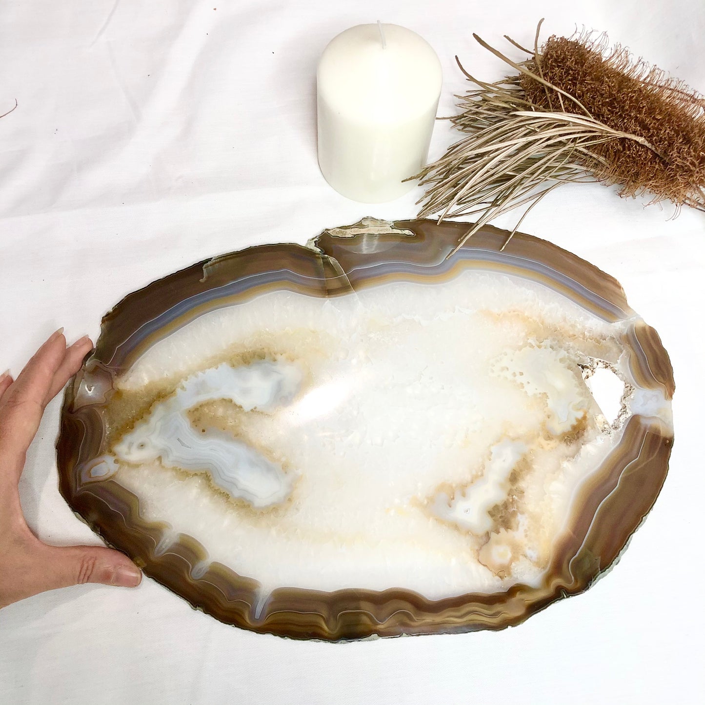 Natural Agate crystal slice slab XL