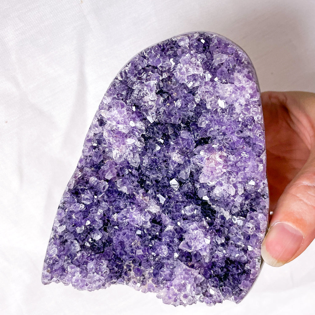 Amethyst crystal polished edge cluster 460g