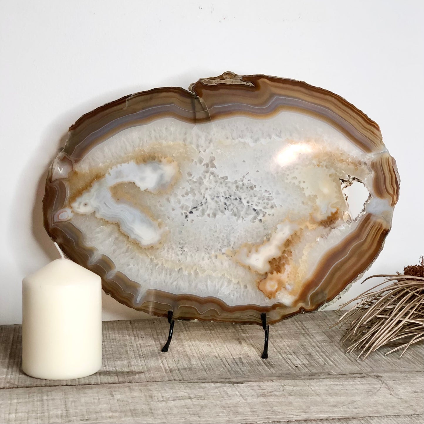 Natural Agate crystal slice slab XL