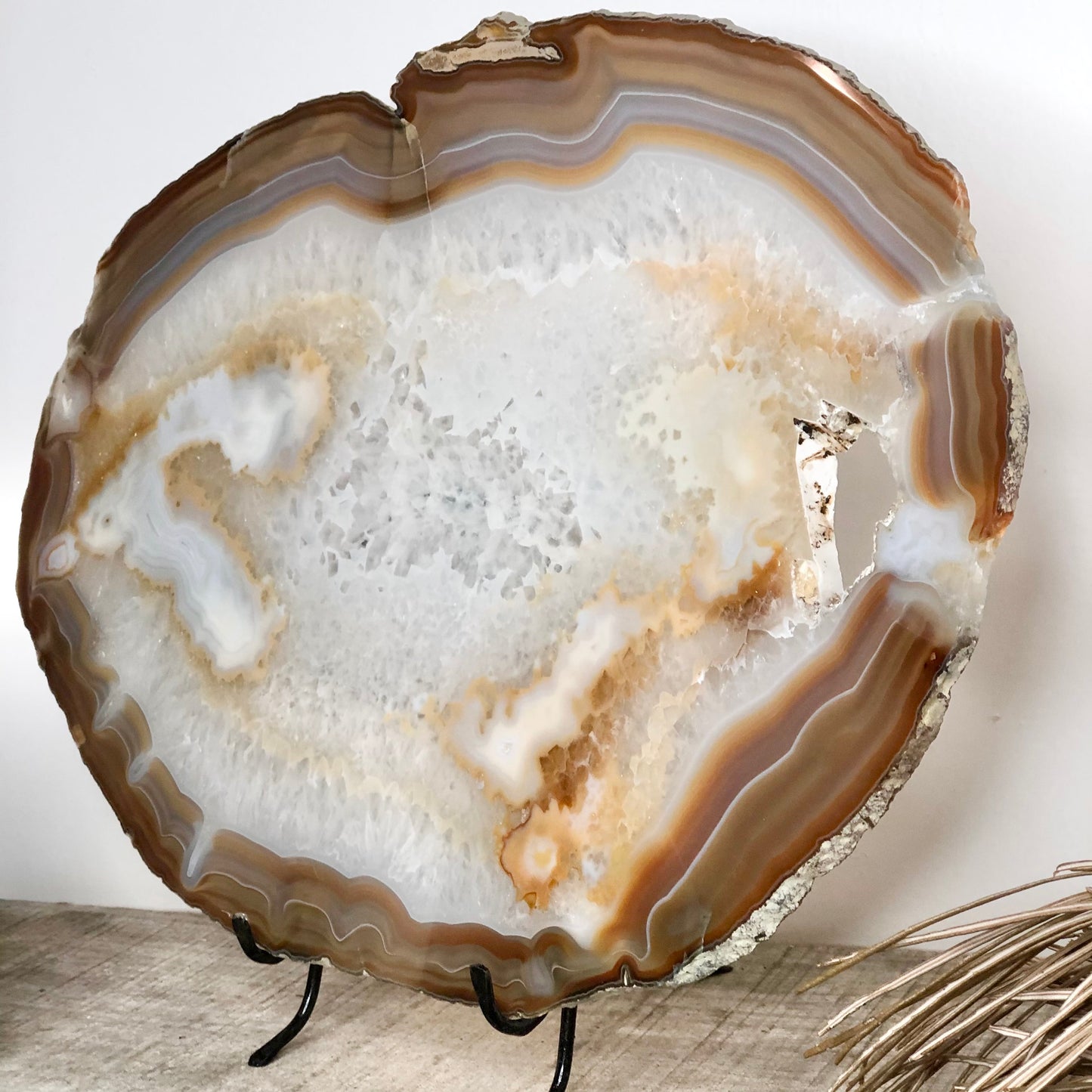 Natural Agate crystal slice slab XL