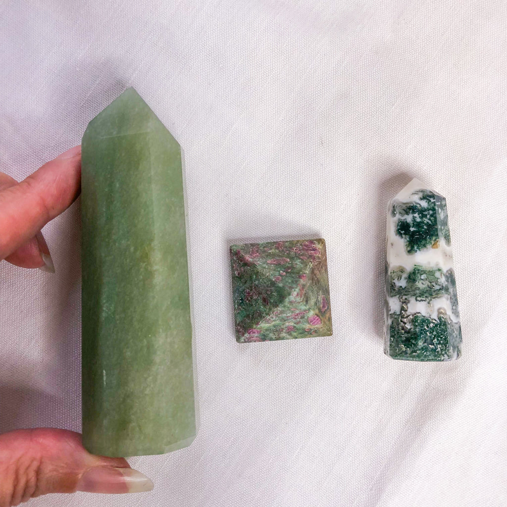 Crystal gift bundle - COMPASSION - Green aventurine, Feldspar + Moss agate