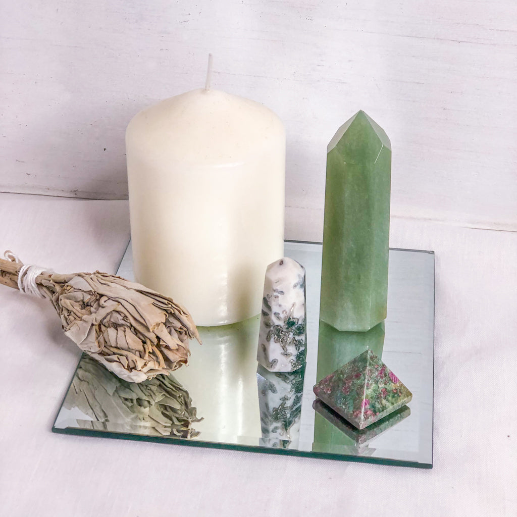 Crystal gift bundle - COMPASSION - Green aventurine, Feldspar + Moss agate