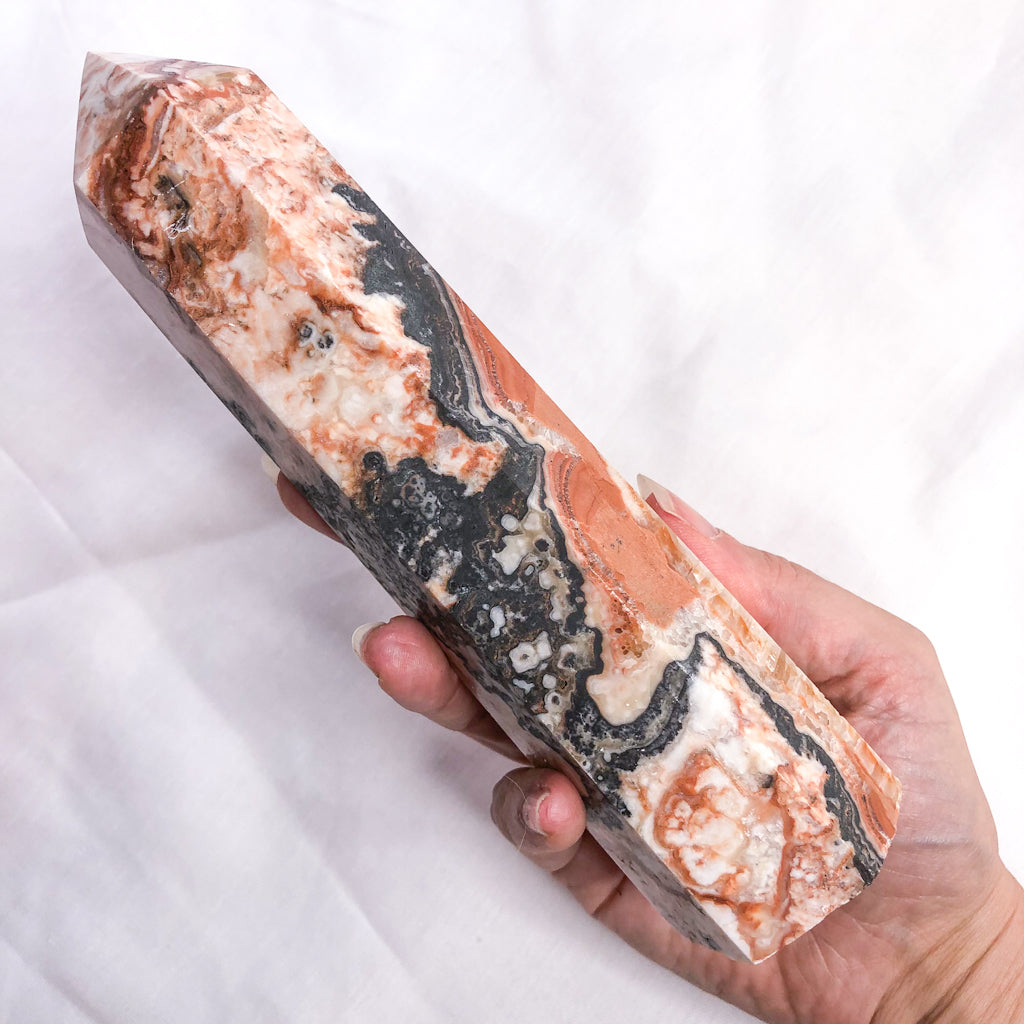 Crazy Lace Agate crystal tower L