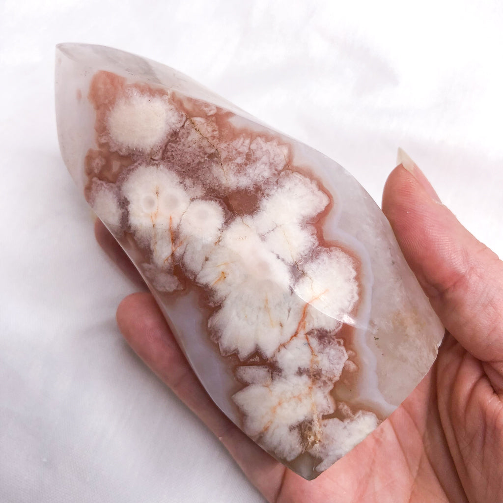 Flower agate crystal polished flame large