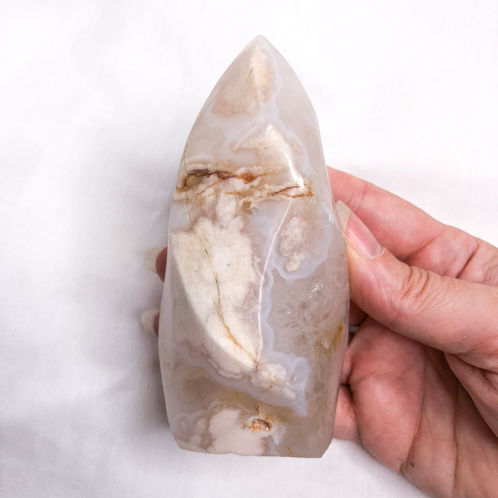 Flower agate crystal polished flame large