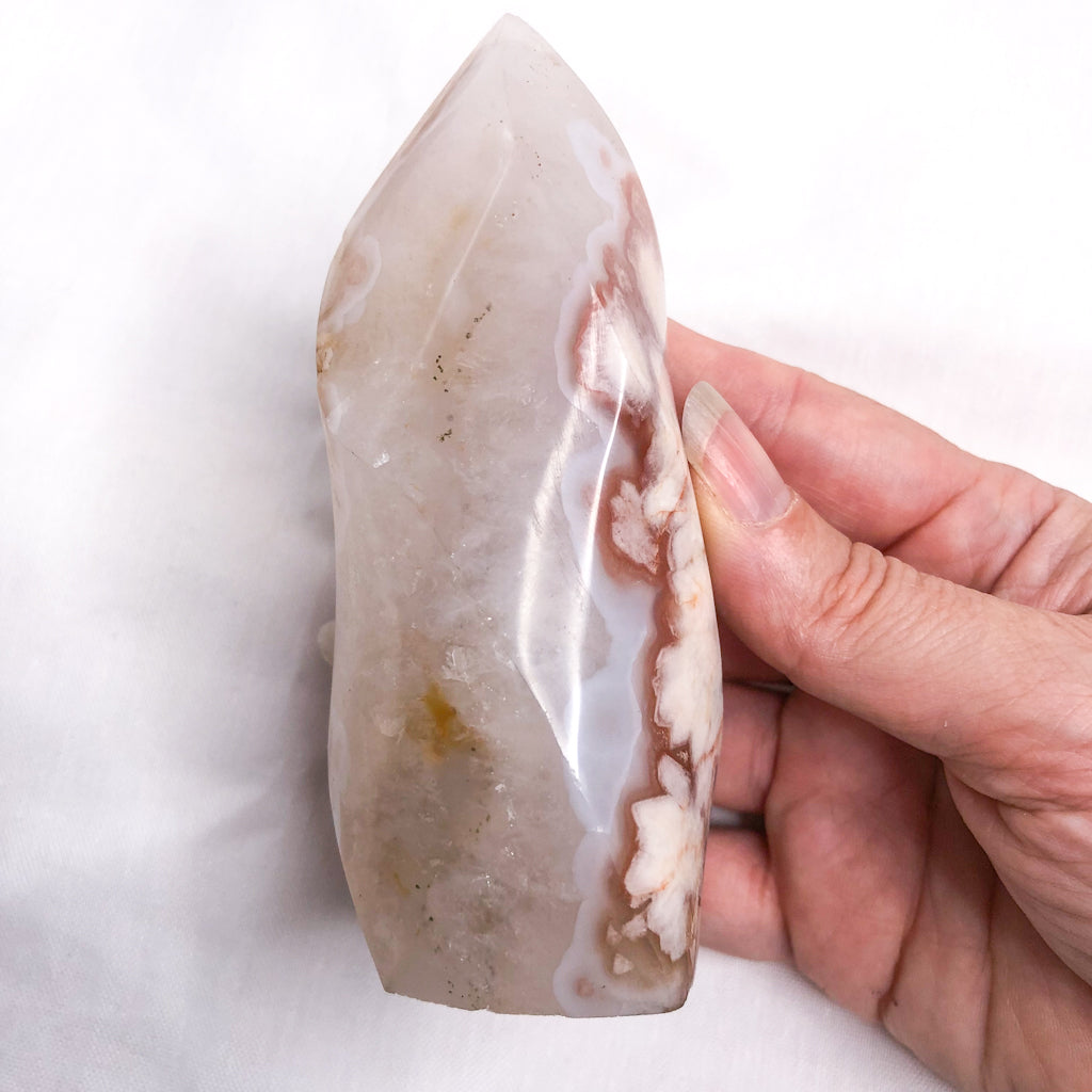 Flower agate crystal polished flame large