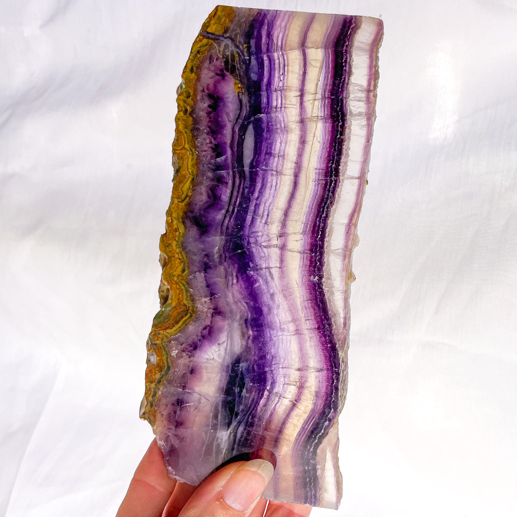 Fluorite purple polished crystal slab 16