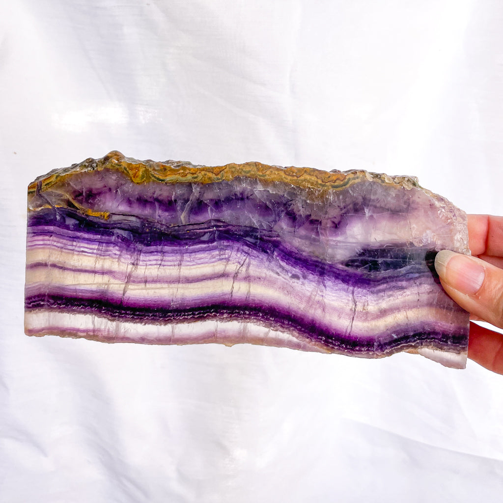 Fluorite purple polished crystal slab 16