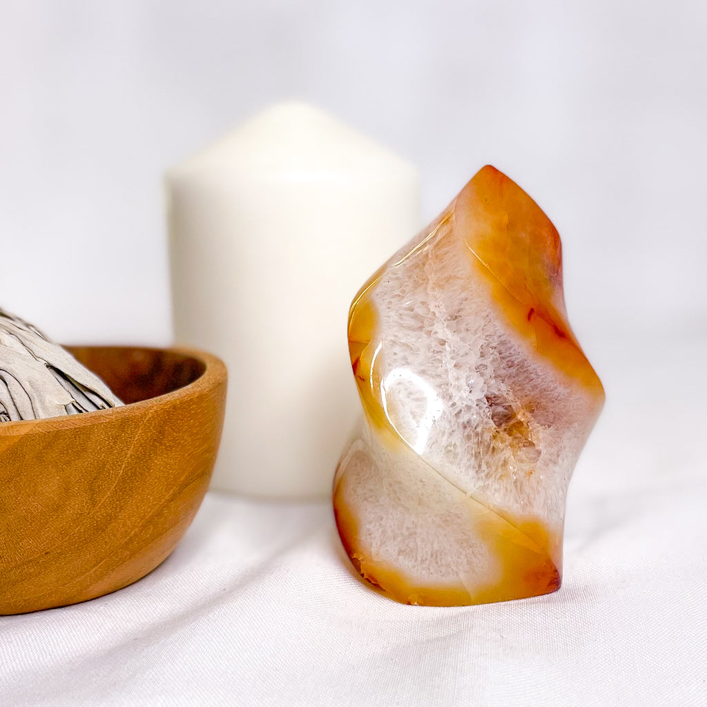Carnelian crystal polished flame