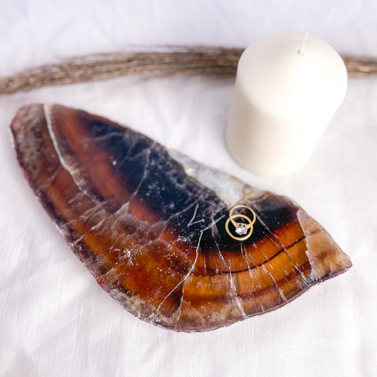 Fluorite yellow purple polished crystal slab XL2