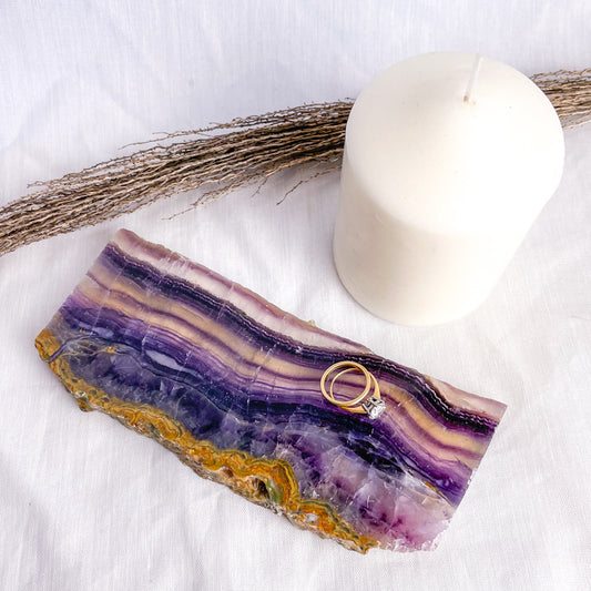 Fluorite purple polished crystal slab 16