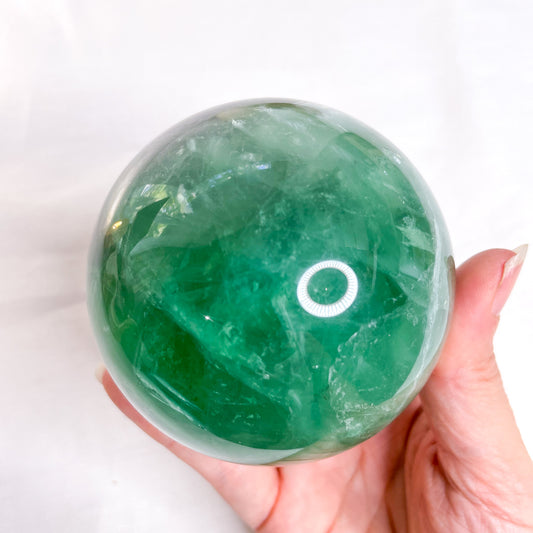 Fluorite crystal polished sphere L