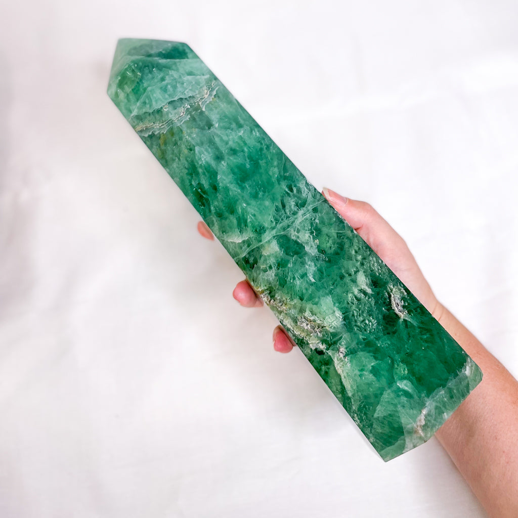 Fluorite green polished crystal generator tower XL
