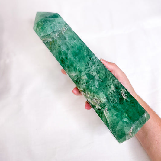 Fluorite green polished crystal generator tower XL