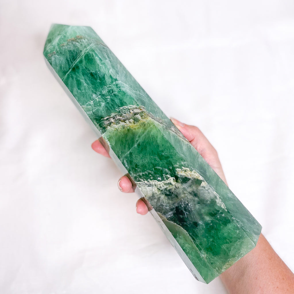 Fluorite green polished crystal generator tower XL