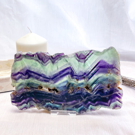 Fluorite B grade crystal polished slab