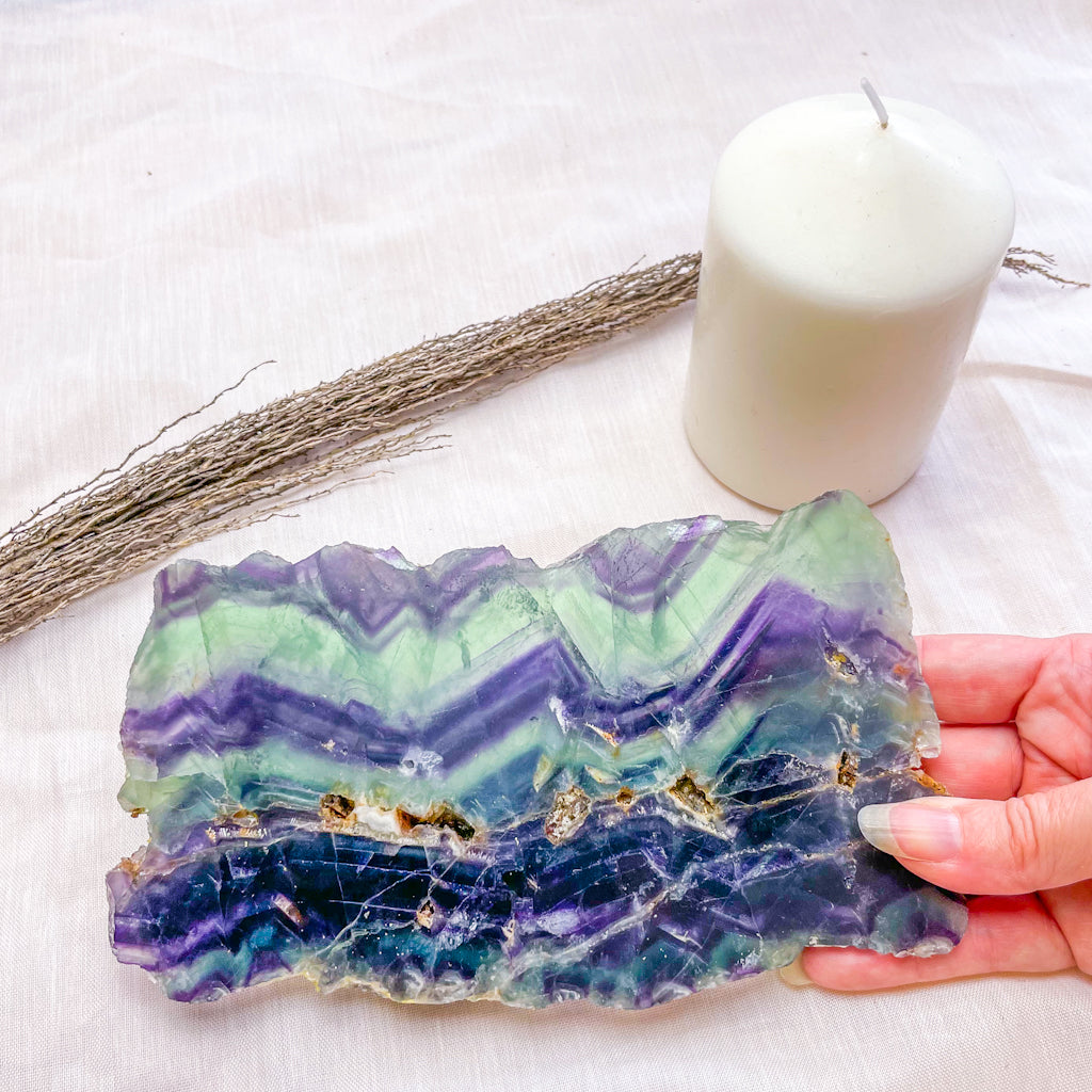 Fluorite B grade crystal polished slab