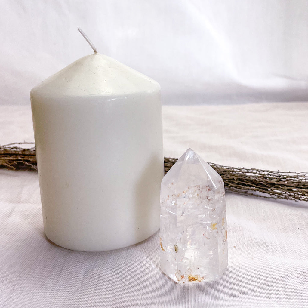 Clear quartz rainbow inclusion crystal generator