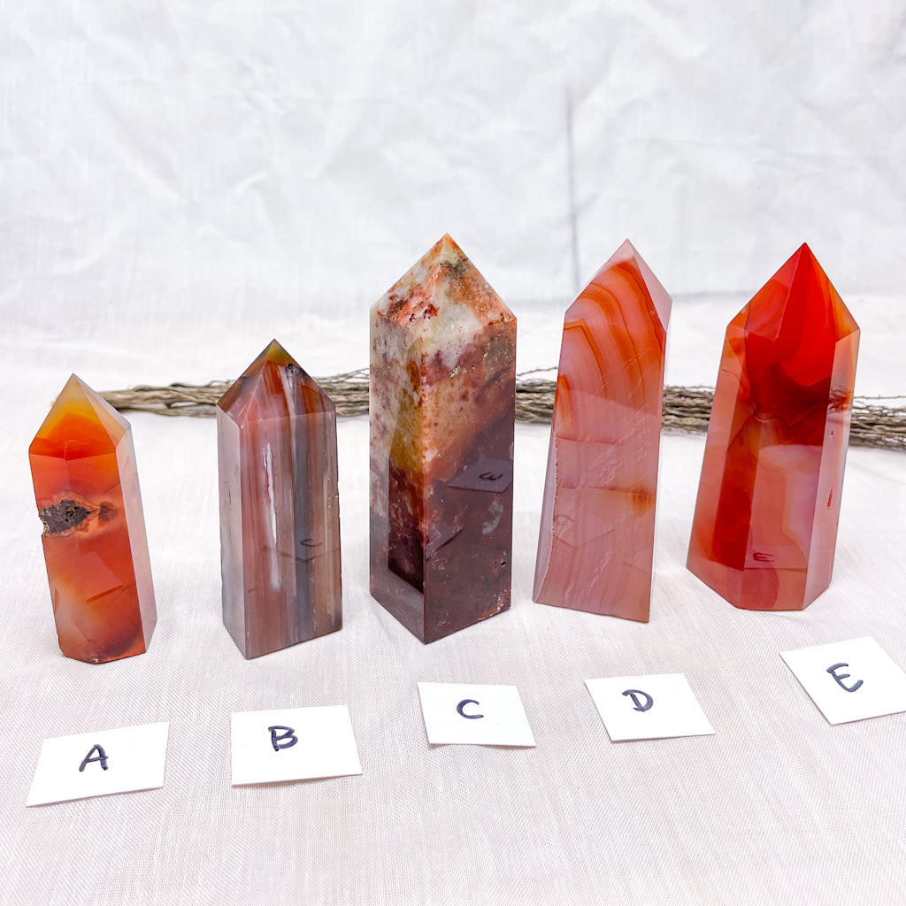 Carnelian crystal polished point generator tower