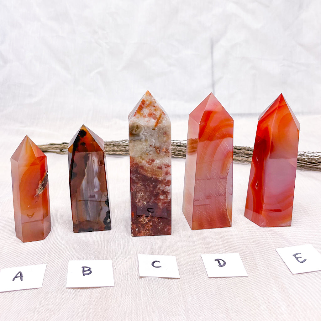 Carnelian crystal polished point generator tower