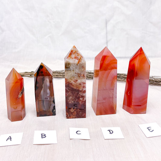 Carnelian crystal polished point generator tower