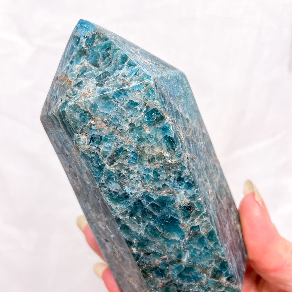 Apatite crystal wide point tower