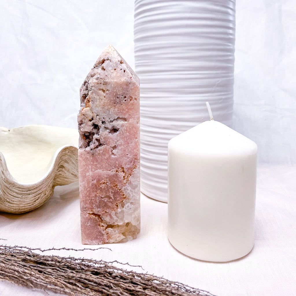 Pink Amethyst druzy crystal generator tower 16cm