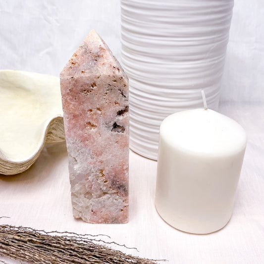 Pink Amethyst druzy crystal generator tower 16cm