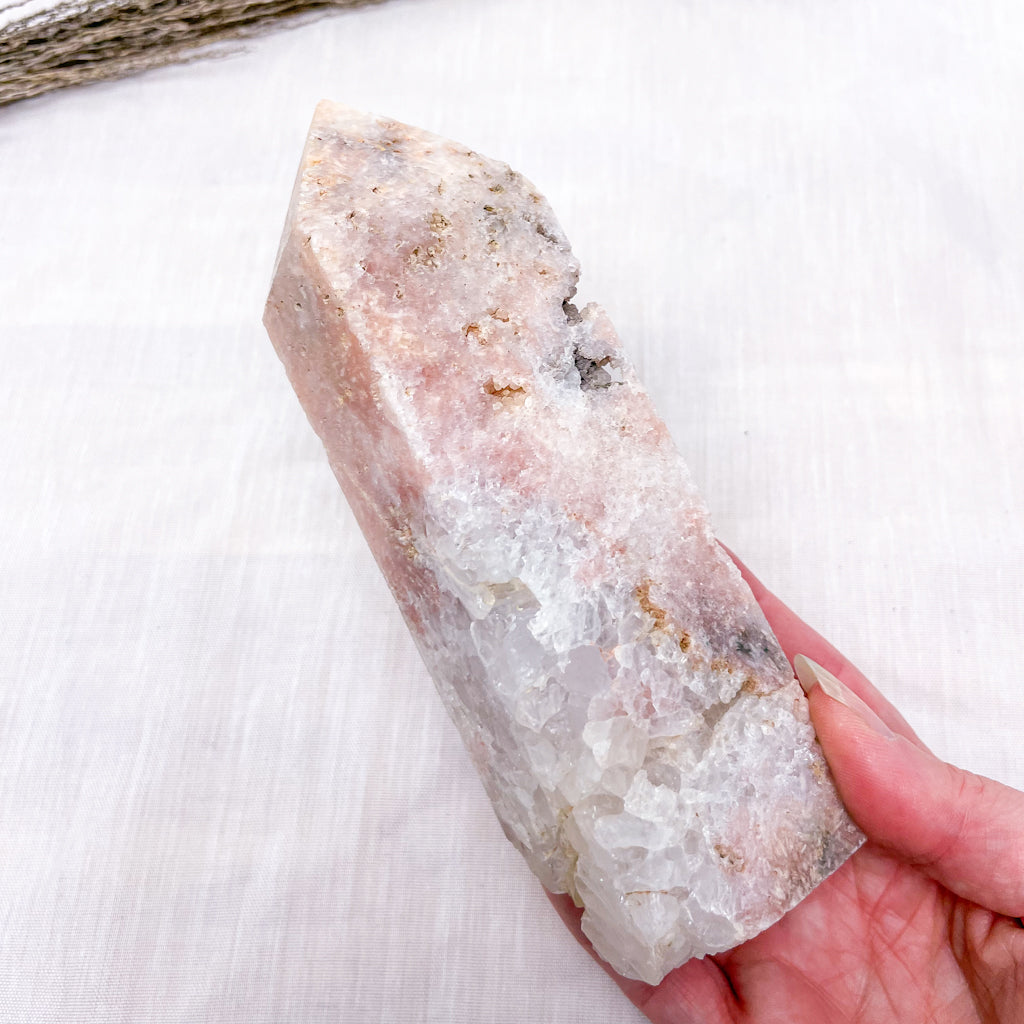 Pink Amethyst druzy crystal generator tower 16cm
