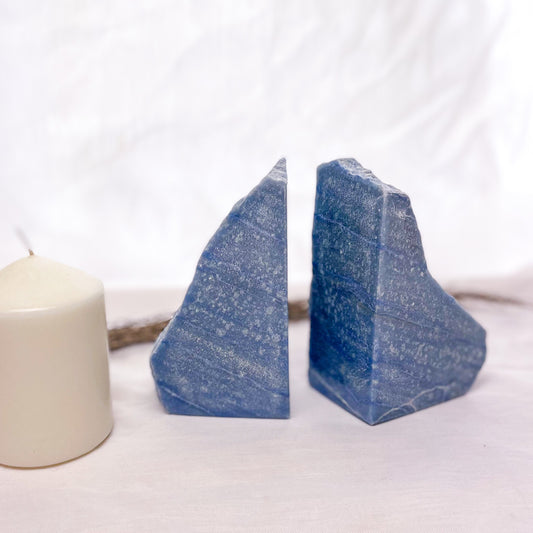 Blue aventurine crystal polished bookends
