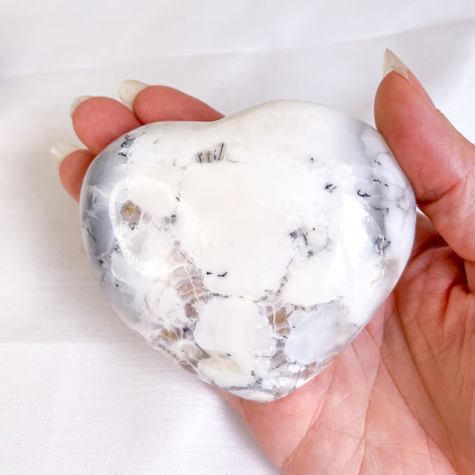 Dendritic Opal crystal polished heart M