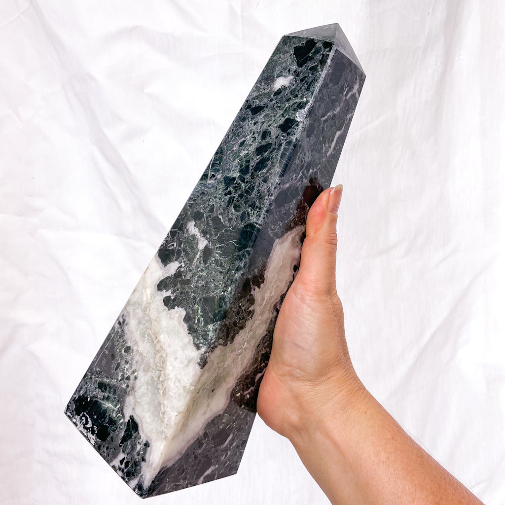 Onyx + Quartz crystal pyramid tall tower black XL