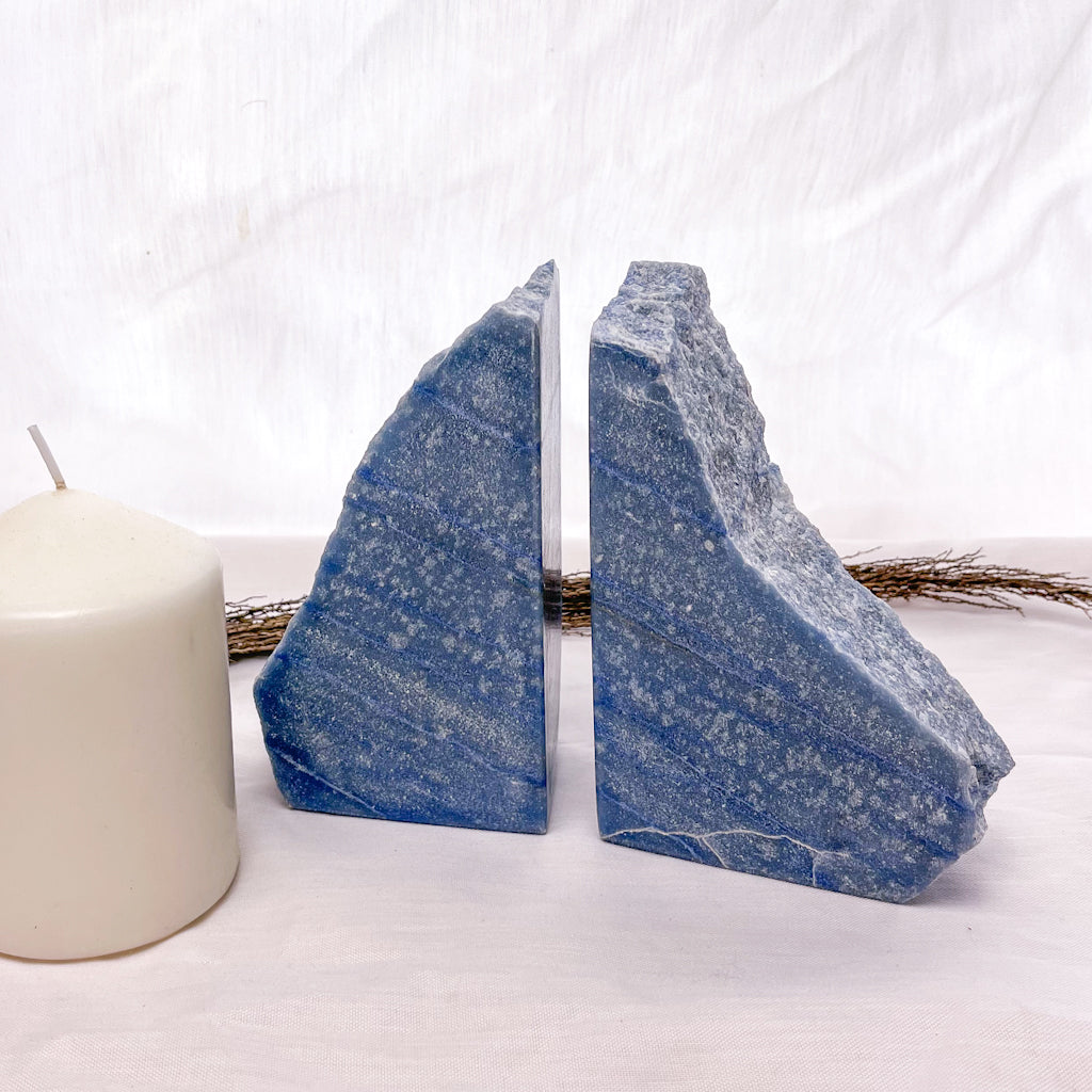 Blue aventurine crystal polished bookends