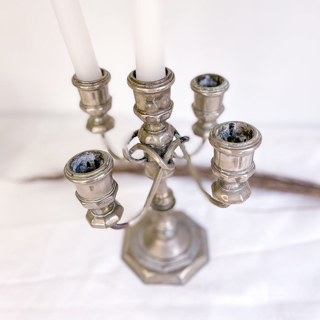Antique silver 5 candle holder