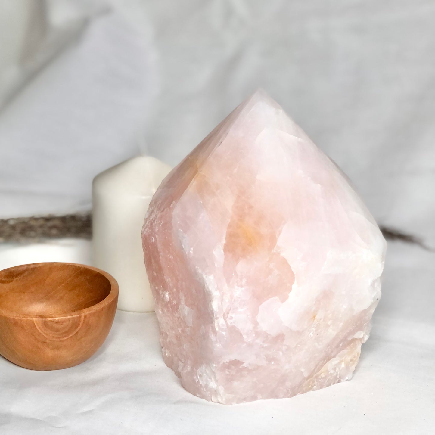 Rose quartz crystal lamp raw + polished generator tower