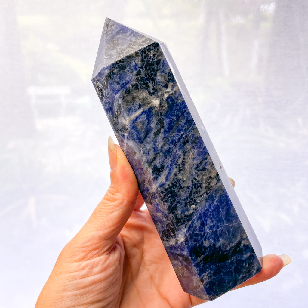 Sodalite crystal polished generator tower L