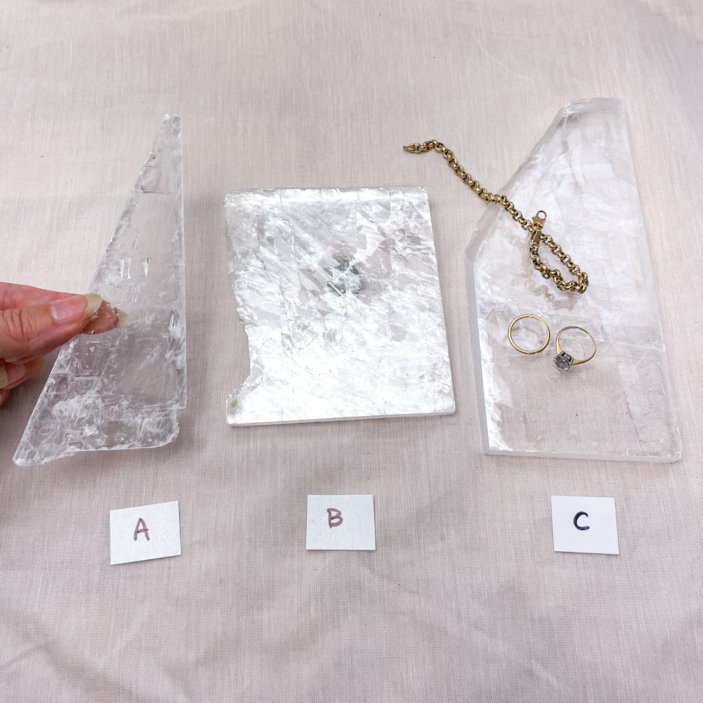 True Selenite crystal charging plate slab