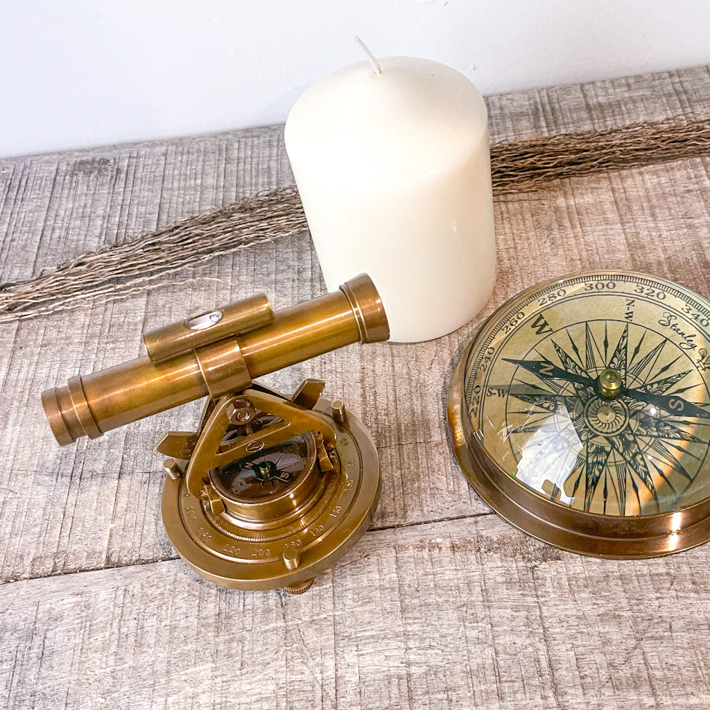 Antique Theodolite brass alidade telescope compass