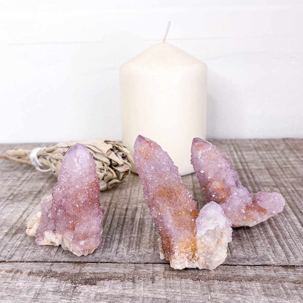 Spirit quartz Amethyst cluster crystal cactus
